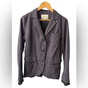 Anthropologie Preppy Lightweight Cardigan Peplum Blazer Academia Ruffled Hem, M